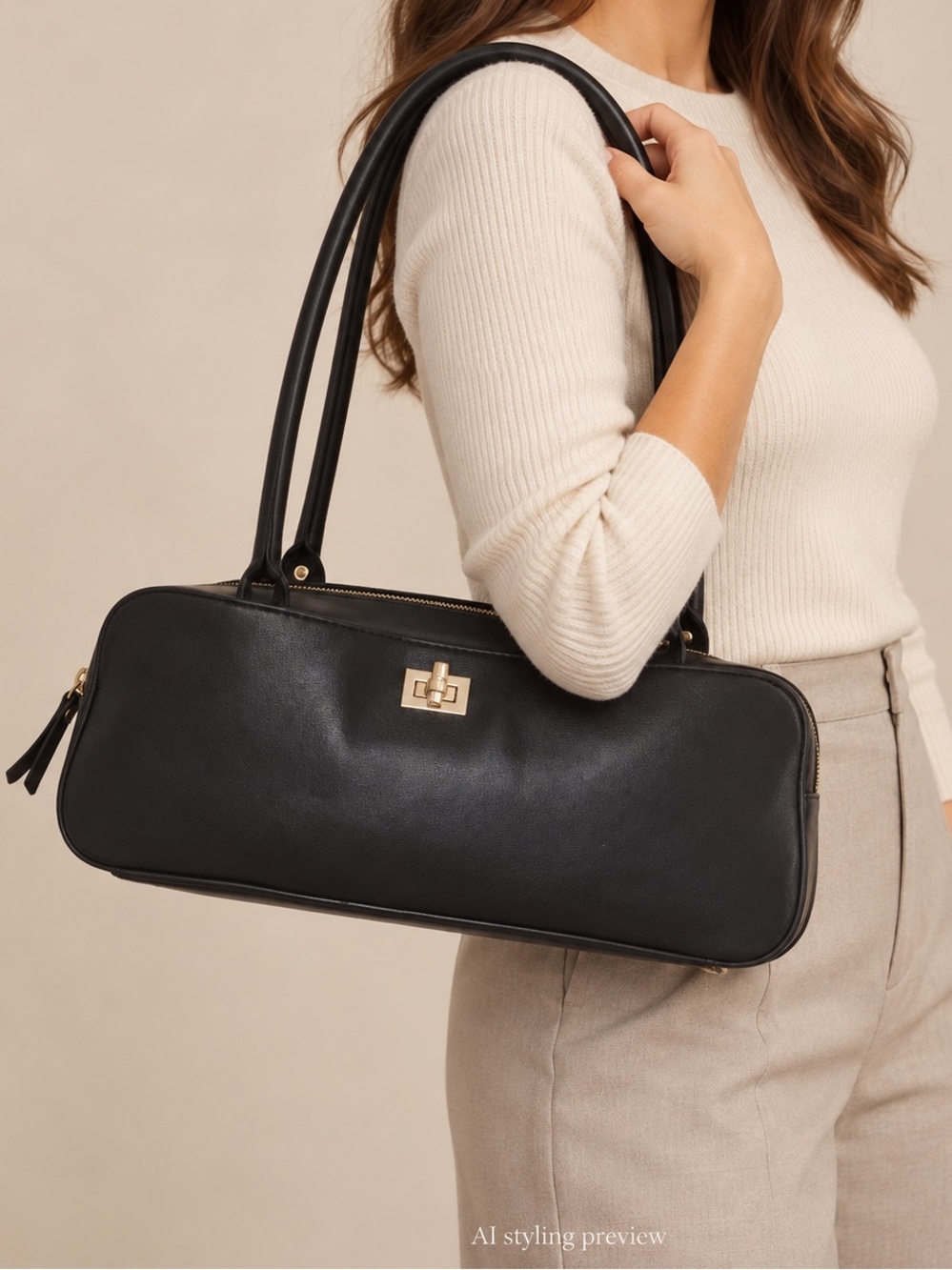 Tory Burnch Robinson Leather Shoulder Bag Classic Black Shoulder Bag